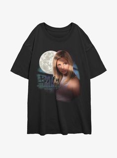 a black t - shirt with an image of a woman's face on it