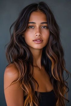 21 Ideas Stunning Summer Hair Colors for Dark Hair: Top Trends for 2024 Subtle Balayage Brunette Sun Kissed, Sunkissed Balayage Brunettes Sun Kissed Brown Hair, Dark Skin Red Hair, Sunkissed Hair Brunette Dark, Summer Brown Hair, Brown Hair Dark Skin, Blended Highlights, Balayage Styles, Sunkissed Hair Brunette