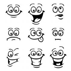 various cartoon faces with different expressions