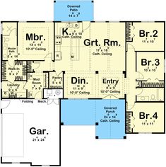 the first floor plan for this house shows the living area and dining room, as well as