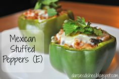 mexican stuffed peppers on a white plate