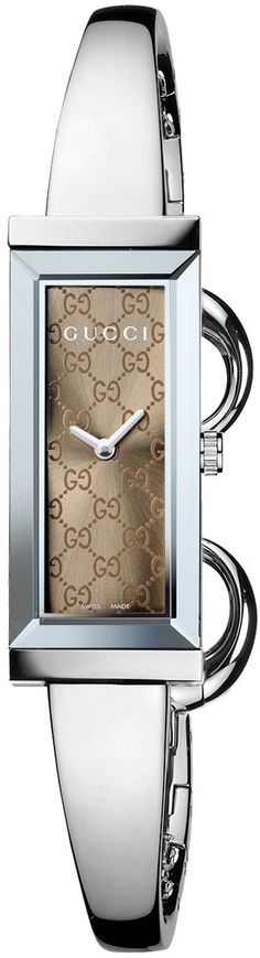 YA127510 GUCCI 127 WOMEN'S WATCH Usually ships within 6 months | Click to View In Stock Watches on Sale - Free Overnight Shipping - With Manufacturer Serial Numbers - Swiss Made - Patterned Brown Dial - Battery Operated Quartz Movement - 3 Year Warranty - Guaranteed Authentic - Certificate of Authenticity - Manufacturer Box & Manual - Stainless Steel Case & Bracelet - Scratch Resistant Sapphire Crystal - 30 Meters / 100 Feet Water-Resistant - 34mm x 14mm = 1" Case, 6" Adjustable Bracelet - Jewelry Clasp - Free Bracelet Sizing - Free Lifetime Battery Replacement     Also Known As Model # 127510 Gucci Watches, Rolex Women, Gucci Watch, Authentic Watches, Jewelry Clasps, Free Bracelet, Ladies Watch, Women's Watch, Watch Movement