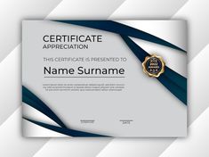 an award certificate with blue ribbon and gold seal on white background, this is the perfect design for your company