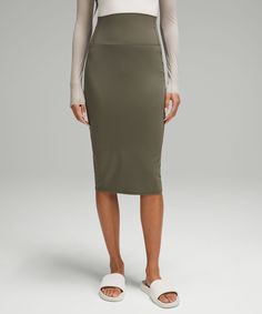 Nulu Slim-Fit High-Rise Skirt | Women's Skirts | lululemon Lululemon Skirt, Tennis Shop, High Rise Skirt, Gray Skirt, Skirt Design, Women Skirts Midi, Travel Outfit, Army Green, Lululemon Athletica