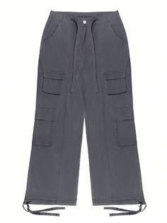 These Flap Pocket Side Drawstring Cargo Pant cargo pants are both functional and stylish. They feature a flap pocket and a zipper for added security. The side drawstring adds a touch of modernity while the button closure provides a classic finish. Made from a woven fabric with a slight stretch, these pants are comfortable and durable. The cotton and elastane composition ensures a perfect fit every time. Specification: Style: Casual Type: Cargo Pants Details: Button, Pocket, Zipper Waist Line: Na Gray Utility Cargo Pants, Gray Utility Cargo Pants With Multiple Pockets, Gray Utility Cargo Pants For Fall, Utility Gray Cargo Pants For Fall, Utility Gray Pants With Cargo Pockets, Gray Utility Parachute Pants With Multiple Pockets, Fall Cargo Pants In Gray, Utility Style Straight Leg Cargo Jeans With Drawstring, Fall Utility Cargo Pants With Drawstring