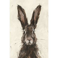 a painting of a brown rabbit on a white background