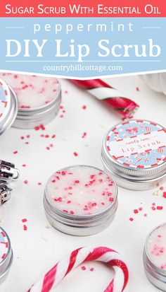 homemade peppermint diy lip scrub recipe with essential oils and ingredients to use