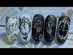 Happy New Year Nail Art|New Year Nail Art|Новогодний Дизайн Ногтей|Nail Art per Capodanno - YouTube New Year Nail Art, Nail Art New, New Year Nail, New Year Nails, New Years Nail Art, Xmas Nail Art, Unghie Sfumate