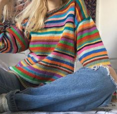 Colorful Sweater Outfit Aesthetic, Estilo Hippy, Vogue Dress, Crochet Clothes For Women, Grunge Look, Indie Outfits, Mode Inspo, Mode Vintage, Looks Style