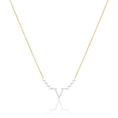 Meira T Two Tone Diamond Initial Necklace Diamond Initial Necklace, Nameplate Necklace, Initial Necklace, Ring Necklace