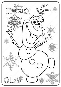 the frozen snowman coloring page is shown in this image, it looks like he's smiling