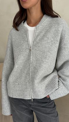 CHARLI - ZOEY ZIP CARDIGAN - SILVER GREY – Charli London Grey Cardigan Outfit, Chic Essentials, Autumn Sweaters, Cashmere Travel Wrap, Cardigans Women, Grey Knit Cardigan, Chic Cardigan, Zip Cardigan, Fall Capsule Wardrobe