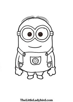 a coloring page with a cartoon character in the center and an image of a minion on