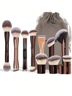 Café integral  Collar  Aluminio   Embellished Makeup On Face, Powder Face, Travel Makeup Brushes, Make Up Tools, Beauty Brushes, Face Makeup Brush, Highlighter Brush, Contour Brush, Makeup Tool