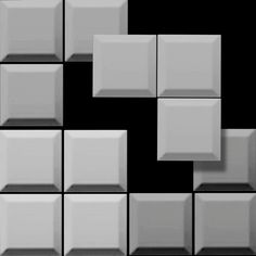 several white square tiles are arranged in the shape of rectangles on a black background