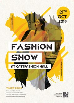 the fashion show poster is shown with an image of a woman in a yellow dress