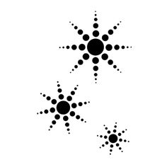 two black and white dots are shown in the shape of an abstract design on a white background