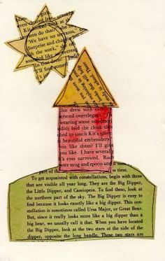 a drawing of a house with the sun above it and some words on top of it