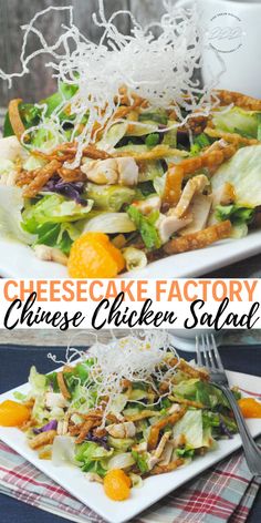 this chinese chicken salad has shredded cheese on top