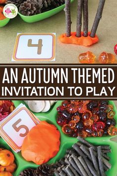 an autumn themed birthday party with lots of food and activities to play in the table