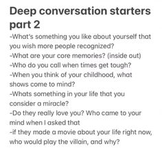 Deep Conversation Starters, Deep Conversation, Deep Talks