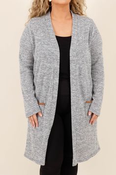 This cardi is sure to become a wardrobe staple! The soft and comfortable fabric is highlighted by classic elbow patches and a beautiful gray hue! This cardigan is perfect for layering over any outfit! 95% Polyester, 5% Spandex On My Way, Elbow Patches, Model Fits, Affordable Fashion, My Way, Savannah Chat, Wardrobe Staples, Plus Size Outfits, Fashion Forward