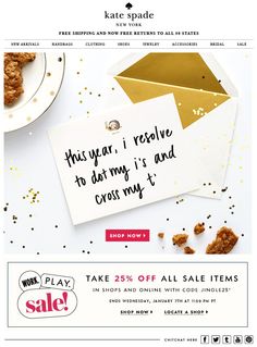 an email page for kate spade's website