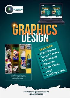 the flyer for graphics design is shown