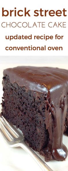 a piece of chocolate cake on a plate with a fork