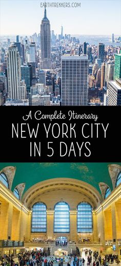 new york city in 5 days with text overlaying the top and below it