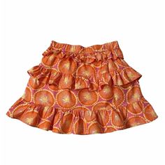 Get Ready To Turn Heads In This Gorgeous Walter Baker Christie Skirt! The Vibrant Orange Blossom Floral Print Is Perfect For Any Occasion, Whether You're Heading To A Party, Going On A Tropical Vacation, Or Just Out For A Casual Day. The Skirt Features An Elastic Waist And Is Made Of Lightweight Cotton Material That Is Machine Washable For Easy Care. The Tiered Ruffle Design And Short Length Make This Skirt A Fun And Flirty Addition To Any Wardrobe. The Bohemian And Hawaiian Theme, Along With Th Orange Tiered Skirt For Spring, Orange Ruffled Skirt For Summer, Orange Ruffled Skirt For Spring, Summer Orange Ruffled Skirt, Orange Tiered Summer Skirt, Spring Orange Ruffled Skirt, Casual Orange Skirt For Brunch, Orange Cotton Skirt For Vacation, Orange Ruffled Tiered Skirt Bottoms