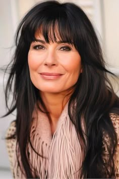 30 Chic Hairstyles for Women Over 60 With Bangs - The Hairstyle Edit Hairstyles For Over 60, Layered Hair Cuts, Hair Cuts With Bangs, Hair Styles For Older Women, Layered Pixie Cut, Hair Styles Medium, 60 Hairstyles