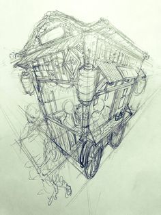 this is a drawing of a truck with people in it