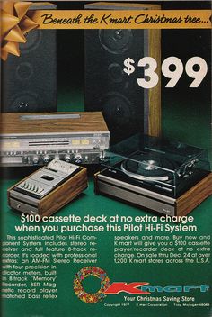 an advertisement for a record player and other items