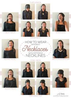 Neckline Guide, Best Necklace, Necklace For Neckline, Necklace Guide, V Neck Black Dress, Different Necklines, Boat Neck Dress, Mock Neck Dress, Cowl Neck Dress