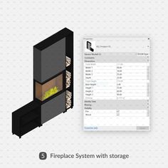 the fire place system with storage is shown in this screenshote screengrafion