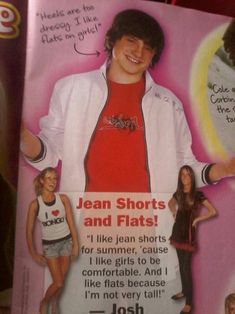 a magazine ad for jean shorts and flats