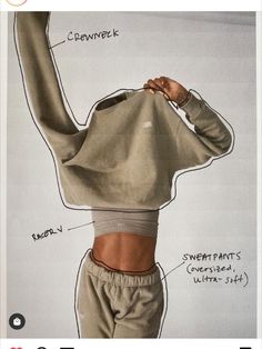 a drawing of a woman's back with her hands on her hips and the words sweatpants written below it