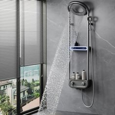 a shower head with water running from it