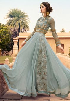 Gold Anarkali, Indian Suits For Women, Floor Length Anarkali, Anarkali Dresses, Georgette Anarkali, Designer Anarkali Suits, Embroidered Anarkali, Afternoon Dress