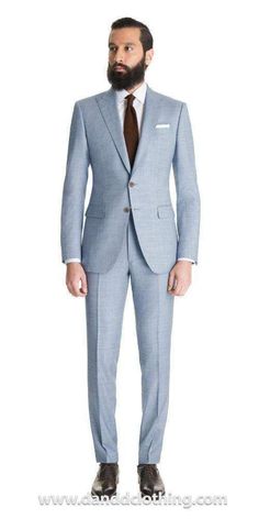 Great quality elegant and fits perfect on my husband. We will be purchasing more Classic Suits For Men, Fitted Suits, Groom Suite, African Wear For Men, Sharkskin Suit, Light Blue Suit, Blue Suit Men, Beige Suits