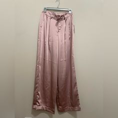 Size 2, New With Tags, Shiny Rose Pink Pants. Brand Is A New Day Chic Pink Bottoms For Pajama Party, Elegant Wide Leg Bottoms For Pajama Party, Pink Pants, Pants Color, A New Day, Rose Pink, New Day, Pink Roses, Boot Cut