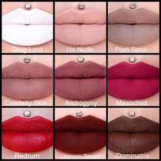 Jeffree Star lipsticks Lipstick Tips, Jeffree Star Lipstick, Jeffree Star Liquid Lipstick, Jeffrey Star, Lipstick Swatches, Makeup Swatches, Jeffree Star Cosmetics, Kiss Makeup, I Love Makeup