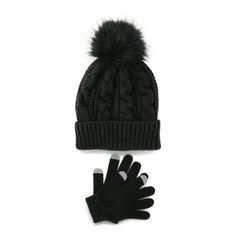 Warm up in style with our Wonder Nation Hat and Glove Set. The hat features a cozy cuffed brim and an adorable pom pom top adding a sweet and trendy touch to her winter outfits. The matching gloves keep her hands snug and ready for all her cold-weather adventures. Only at Walmart. Size: One Size.  Color: Black.  Gender: female.  Age Group: infant. Baby Backpack, Pom Pom Hat, Girl Backpacks, Cold Weather, Cloth Bags, Gloves, Pom Pom, Winter Hats, Winter Outfits