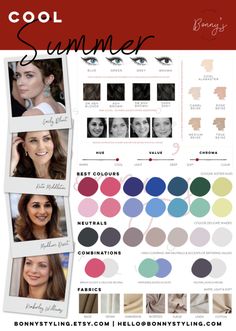 Summer Cold Color Palette, Make Up For Cool Summer Type, Cold Summer Palette Outfit, Cool Summer Color Palette Nail Polish, Cool Muted Summer Palette, House Of Color Summer Hair Colors, Cool Summer Color Palette Clothes, Cold Summer Palette, Cool Summer Palette Hair