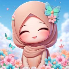 Muslimah Cartoon Art Cute, Anime Pillow, Muslim Kids Activities, Compound Sentences, Anime Body, Artsy Background, Clay Crafts For Kids, Anime Paper, Inanimate Objects