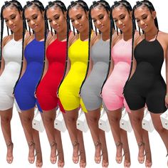 Ribbed Knitted Sexy Sleeveless Solid High Waist Bodycon Romper Outfit Clubwear, Casual Bodysuit, Formal Dresses With Sleeves, Bodycon Jumpsuit, Casual Rompers, Jumpsuits And Romper, Knitted Romper, Clothing Logo, U Neck