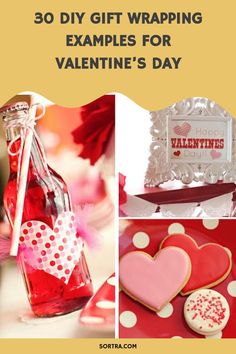 valentine's day gift wrapping examples for valentine's day, including cookies and candy