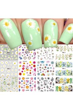 Daisy Nail Art Stickers Decals Flower Nail Decals Water Transfer Slider 12 Sheets Blooming Flower Sprign Summer Nail Decorations Accessories Flower Nail Decals for Women Girls(Daisy) Egg Sliders, Peach Blossom Flower, Decals For Women, Sunflower Nail Art, Daisy Nail Art, Easter Egg Bunny, Colorful Tattoo, Baby Easter Gifts, Sunflower Nails