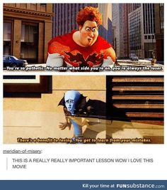 an animated movie scene with the caption that reads, there is a really important lesson now i love this movie